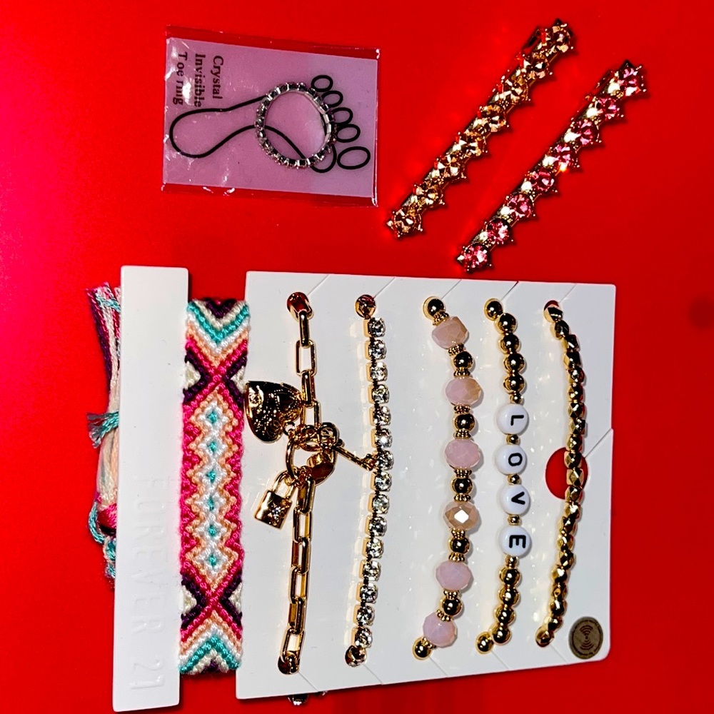 bracelets, hairpins and a silver sterling  toe ring